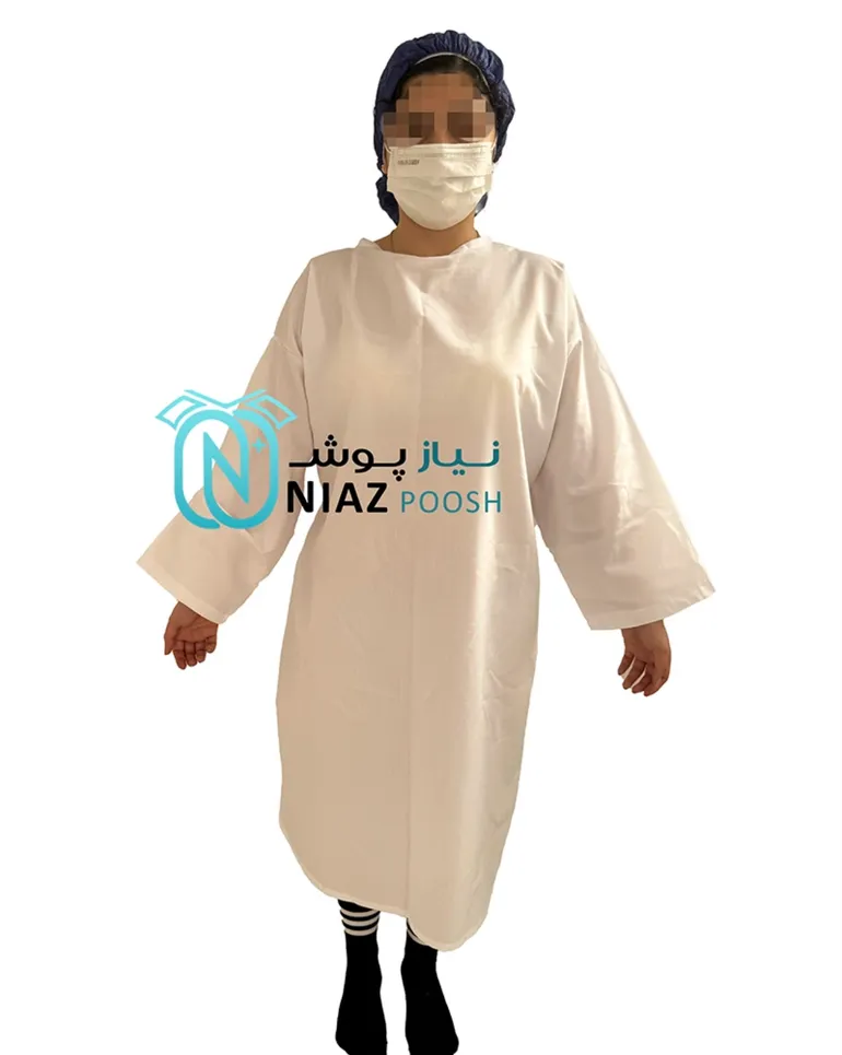گان بیمار پارچه ایی سفید تترون