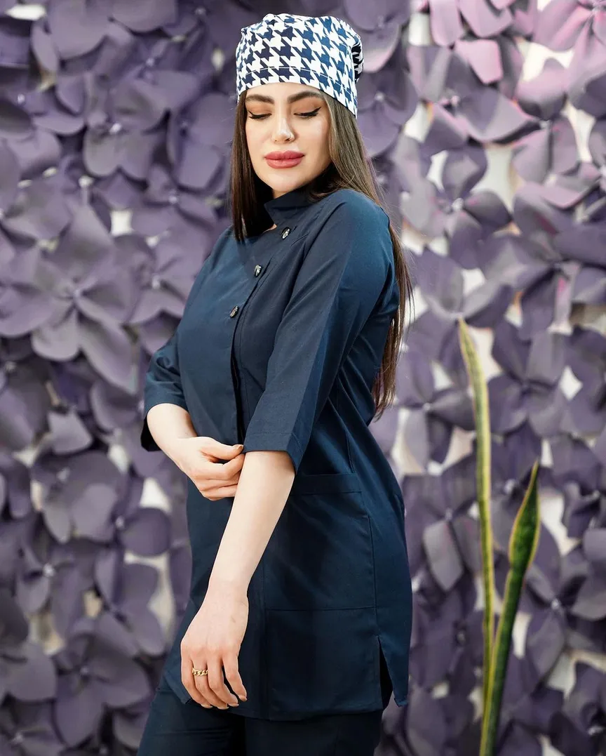 روپوش رنگ سورمه ای استین سه ربع قد 80(نیاز)